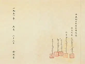 подписи тибетской делегации