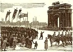 Утром 9-го января (у Нарвских ворот). Гравюра неизвестного художника.