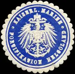 Облатка крепости Гельголанд императорского ВМФ синего цвета, тиснение, между 1850 и 1923 гг.