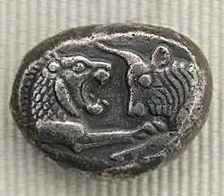 Монета лидийского царства (561-545 гг. до н.э.)