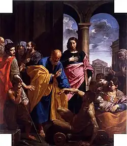 Святой Пётр исцеляет калеку. Холст, масло. Муниципальнпая пинакотека, Фано