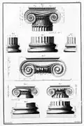 Пояс иоников капители ионического ордера. Таблица из трактата Ж- Д. Ле Роя «Самые красивые руины памятников Греции». 1758