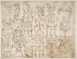 Зарисовки гротесков. Между 1533 и 1609. Метрополитен-музей, Нью-Йорк