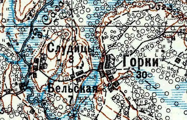 Деревня Бельское карте 1926 года