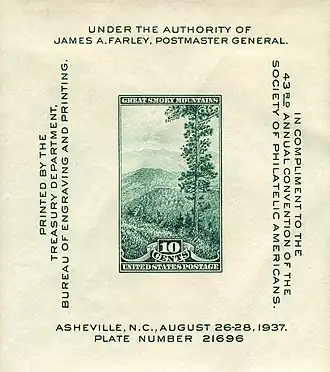 То же в честь 43-й ежегодной конвенции Общества американских филателистов в 1937 году