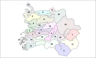 Карта коммун, относившихся к фюльке Согн-ог-Фьюране