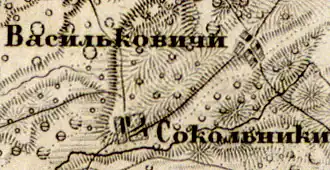 Деревня Сокольники на карте 1863 года