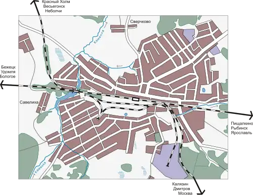 Схема железнодорожного узла Сонково