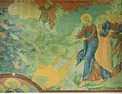 Исцеление бесноватого. Фрагмент росписи северной стены