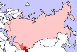 Таджикская АССР в составе Узбекской ССР на карте СССР по состоянию на 1924 год