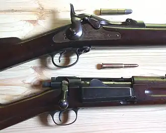 Сверху&nbsp;— Springfield M1888[англ.] снизу&nbsp;— Springfield М1892-99