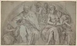 Святые Августин и Иероним. 1601. Уголь, мел. Лувр, Париж