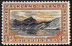 1933: марка в 4 пенса, посвящённая Южной Георгии&nbsp;(Sc #70)