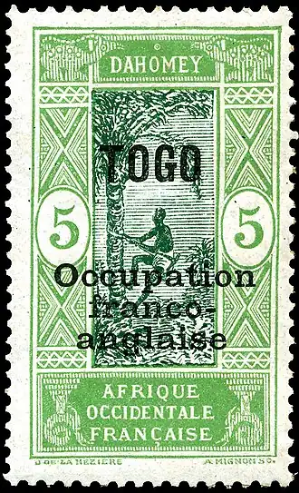 1916&nbsp;(Mi #28; Yt #87): надпечатанная марка Французской Дагомеи[^]