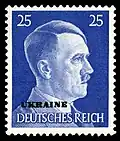 Надпечатанная марка с портретом Гитлера для рейхскомиссариата Украина, 1941&nbsp;(Mi&nbsp;#13)