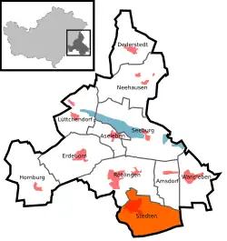 Штедтен на карте коммуны