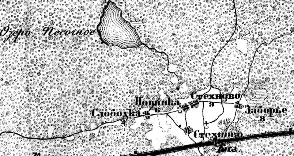 Деревня Стехново на карте 1917 года