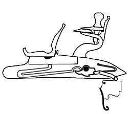 Курок на боевом взводе. Замок готов к стрельбе.