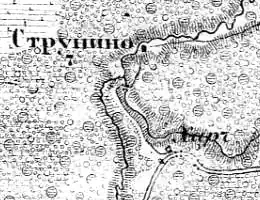 Деревня Струнино на карте 1915 года