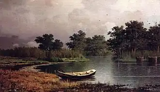 Берег реки. Лодка (1881)