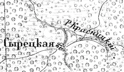 Деревня Сырецкая на карте 1872 года