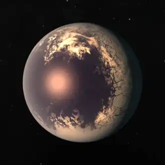 TRAPPIST-1 f в представлении художника.