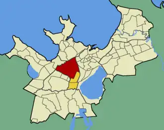 Микрорайон Лиллекюла на карте Таллина (выделен красным цветом)