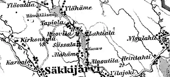 Деревня Тапиола на финской карте 1923 года