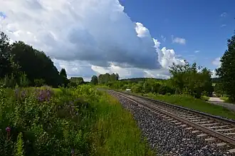 Железная дорога на остановочном пункте Тыравере[эст.] близ одноимённой деревни (2016&nbsp;год)