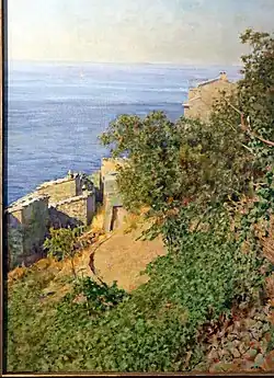 T. Синьорини. Прибрежная растительность в Риомаджоре. 1894. Холст, мало. Музей Фруньоне, Генуя