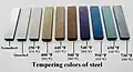 Закалка цветов происходит при нагреве стали и на поверхности образуется тонкая плёнка оксида железа. Цвет указывает на температуру, которую достигла сталь, что сделало это одним из самых ранних практических применений интерференции в тонких плёнках.