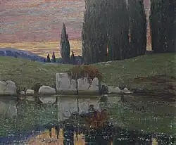 Закат над прудом