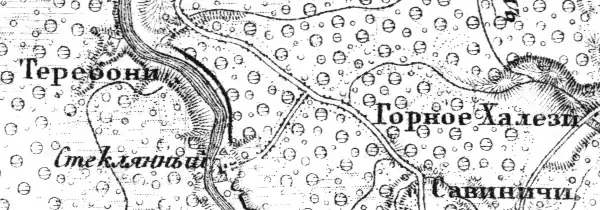 Деревня Теребуня на карте 1872 года