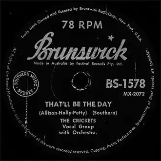 Обложка сингла The Crickets «That’ll Be the Day» (1957)