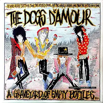 Обложка альбома The Dogs D’Amour «A Graveyard of Empty Bottles» (1989)
