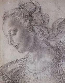 Этюд молодой женщины. Бумага, серебряный штифт. Картинная галерея Крайст-Чёрч, Оксфорд, Англия