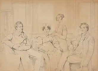 Семья Гатто, рисунок Ж.Энгра. Никола-Мари&nbsp;— крайний слева