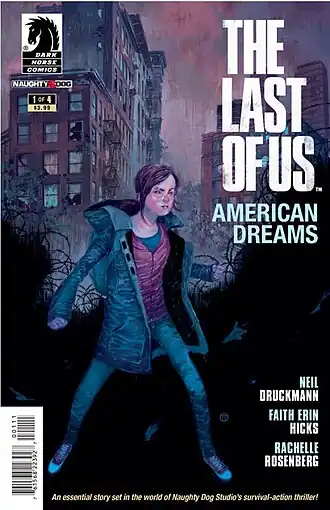 Оригинальная обложка первого выпуска The Last of Us: American Dreams от художника Джулиана Тотино Тедеско. Обложки были разработаны таким образом, чтобы совместить реалистичную графику игры и авторский стиль комиксов