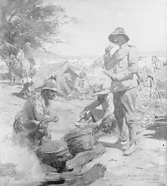 Британские солдаты на бивуаке