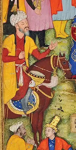 Ахмад Алача-хан, иллюстрация из «Бабур-наме» 1598 года.