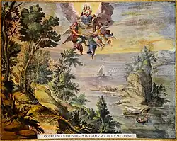 Чудо Святого дома в Лорето. 1581—1583. Фреска свода. Галерея географических карт, Апостольский дворец, Ватикан