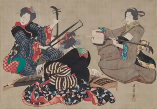 «Музыкальное трио»: женщины за кото, кокю и сямисэном