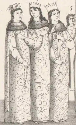 Рисунок из альбома Мейерберга: портрет трёх царских сестёр, ок. 1662 г.