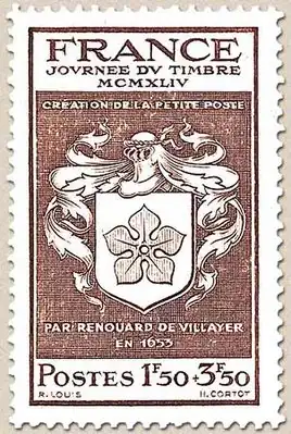 Марка Франции с изображением фамильного герба Ренуара де Вилайе (1944)[^]