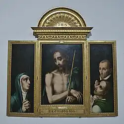 Триптих Оньяте: Скорбящая Богоматерь. Ecce homo. Иоанн Богослов. 1562-1568 гг. Дерево, масло, 80 x 140 см в раскрытом виде, Музей Кадиса, Испания. В правой части вместе со святым изображен жертвователь - Хуан де Рибера.