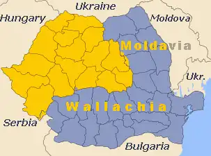 Трансильвания (жёлтым), находящаяся западнее Понизья