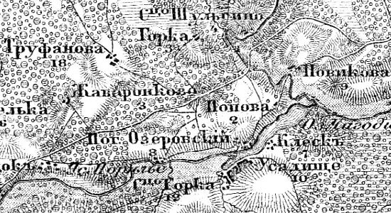 Деревня Вороньи Горки на карте 1912 года