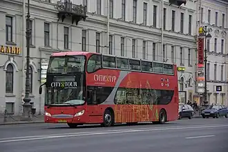 UNVI Urbis 2.5DD  на шасси Volvo B9TL на Невском проспекте в Санкт-Петербурге