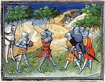 Лесная засада тюшенов. Средневековая миниатюра