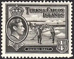 1938: сгребание соли. Профиль Георга VI&nbsp;(Mi&nbsp;#173)